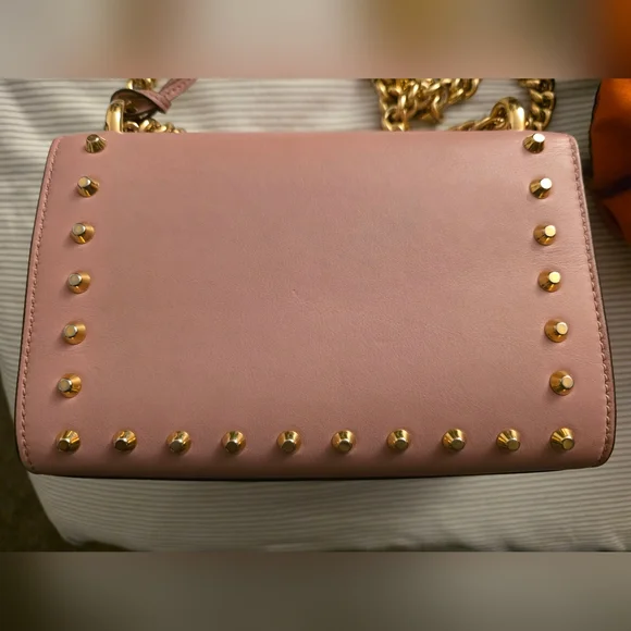 Gucci Pearl Studded Padlock Chain Pink Leather Crossbody Shoulder Bag Purse - Picture 11 of 11